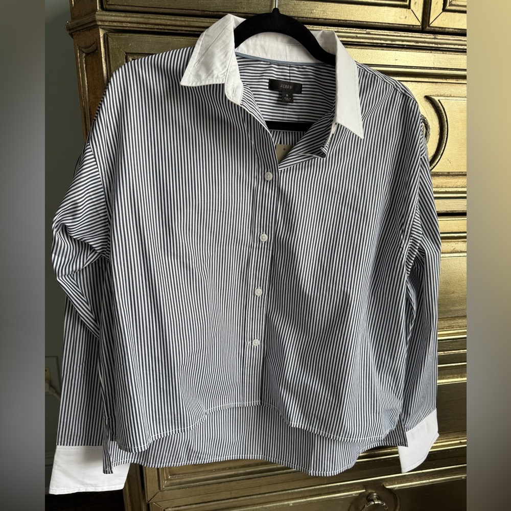 Jcrew Etienne Cropped Button Up Shirt size 8 NWT